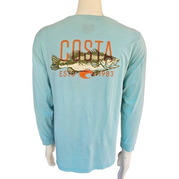 Costa Del Mar Long Sleeve Shirt Men’s Large Blue Fish Graphic Outdoor Fishing Te - Picture 4 of 6